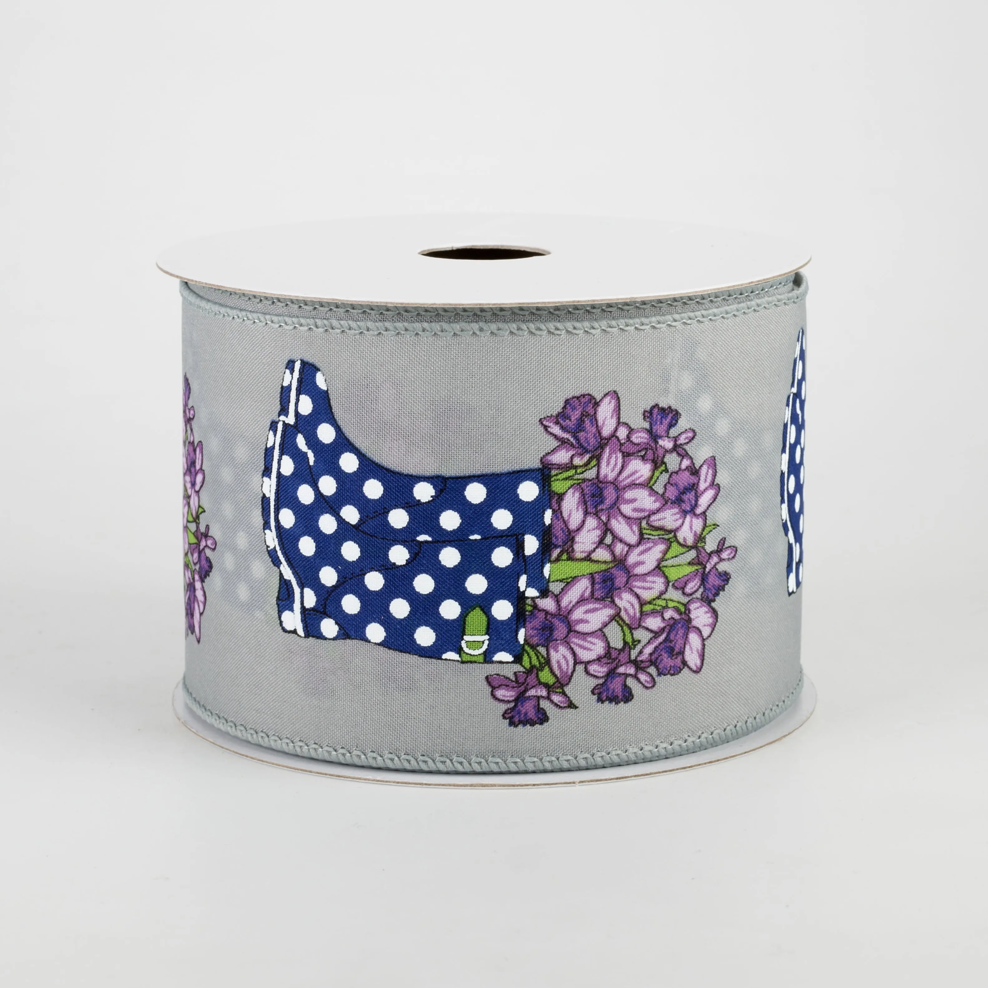 2.5" Rain Boots Daffodil Ribbon: Grey (10 Yards)