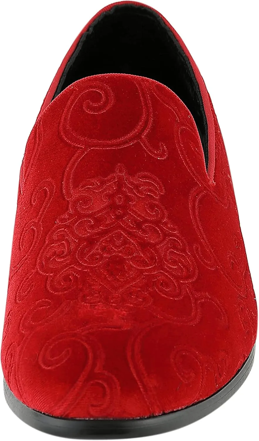 Amali King - Men's Slippers - Mens Loafers - Designer Shoes for Men - Tuxedo Shoes - Velvet Loafers Men - Embossed Paisley Pattern, Satin Band and Trim