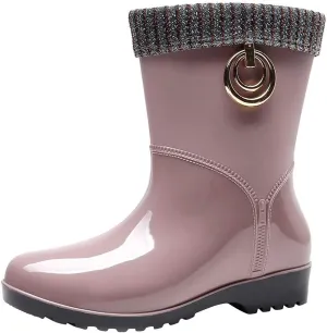 AMDBEL Ankle Rain Boots for Women Waterproof, Rain Boots Women Wide Calf, Women Rain Boots Black Waterproof Mid Calf Lightweight Cute Booties Fashion Out Work Comfortable Garden Shoes