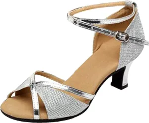AMDBEL Heel Sandals for Women Black,Latin Dance Shoes for Women 2 Inch Heel, Ballroom Salsa Latin Dance Dress Shoes Womens Open Toe Sandals 2.5" Heel Practice Dance Shoes