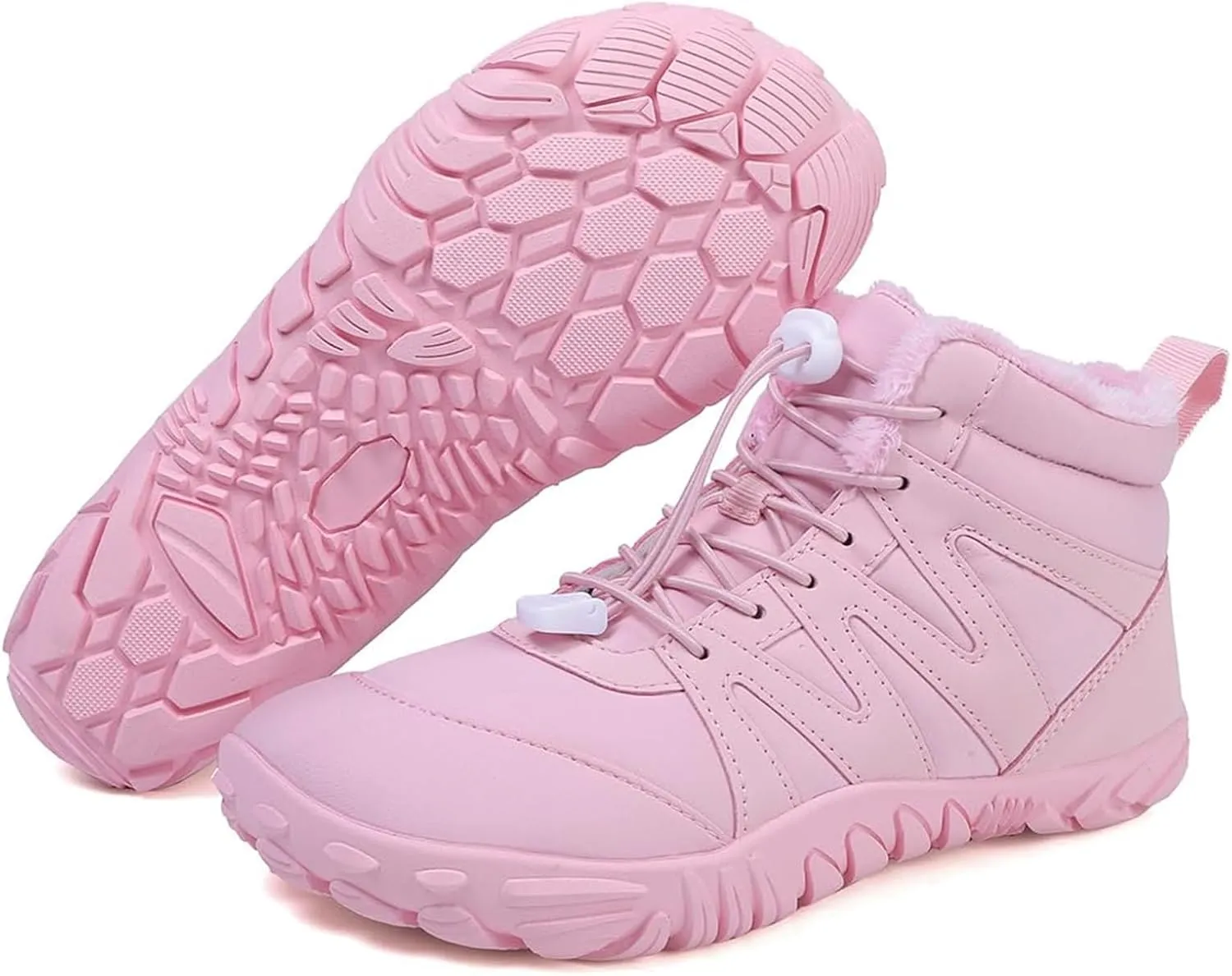 Barefoot Winter Boots Women Wide Toe Box Flexible Sole Hike Winter Footwear Barefoot Shoes Women Non-Slip Waterproof Boots Walking Warm Ankle Booties Zero Drop Sole Wide Toe Box Slip On Sneakers