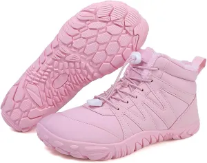 Barefoot Winter Boots Women Wide Toe Box Flexible Sole Hike Winter Footwear Barefoot Shoes Women Non-Slip Waterproof Boots Walking Warm Ankle Booties Zero Drop Sole Wide Toe Box Slip On Sneakers