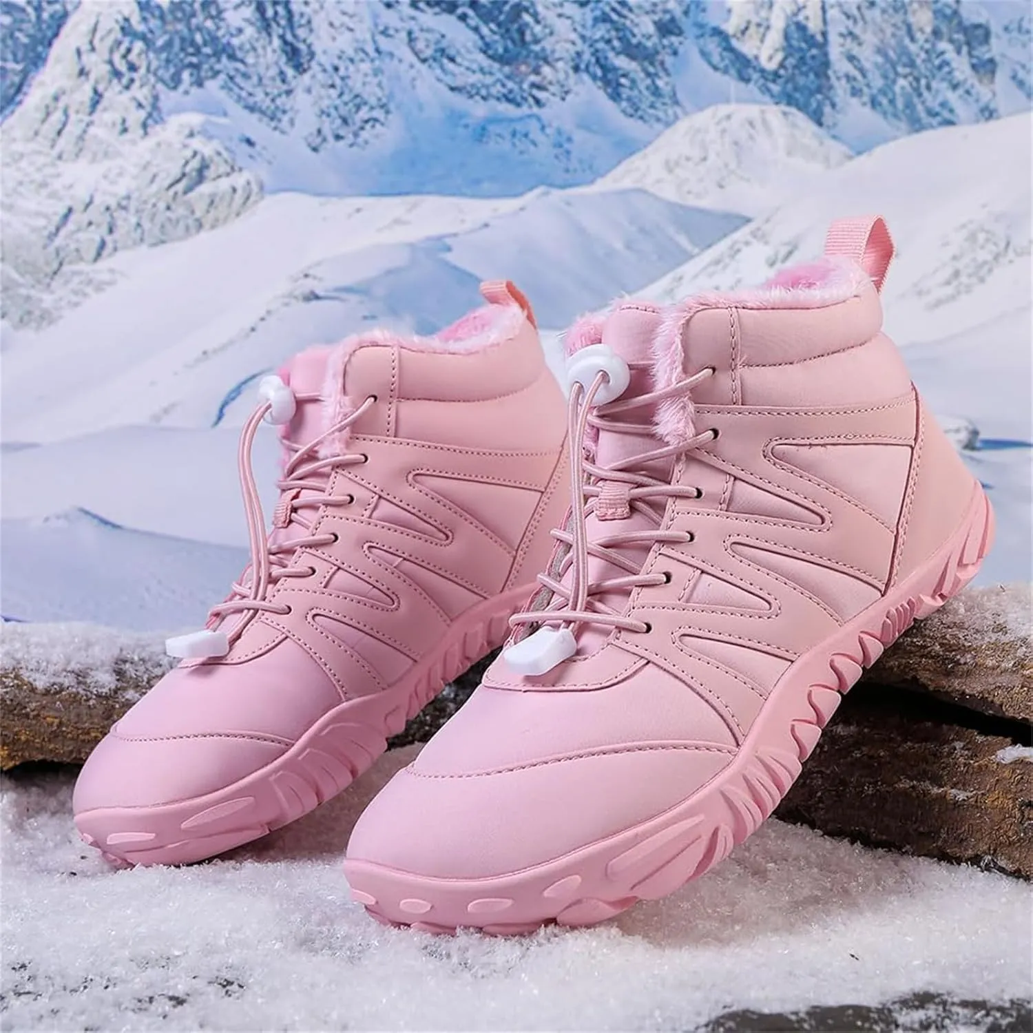 Barefoot Winter Boots Women Wide Toe Box Flexible Sole Hike Winter Footwear Barefoot Shoes Women Non-Slip Waterproof Boots Walking Warm Ankle Booties Zero Drop Sole Wide Toe Box Slip On Sneakers