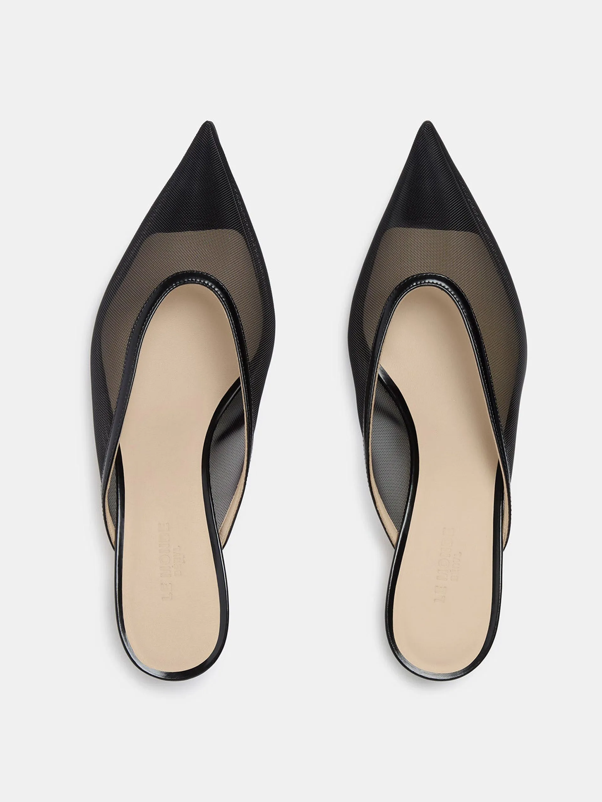 Black mesh Venetian kitten heels
