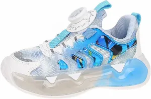 Boys Girls Dazzling Mesh Sneakers, Colorful Lace-up Kids Lightweight Soft Sport Shoes for School Running Athletic