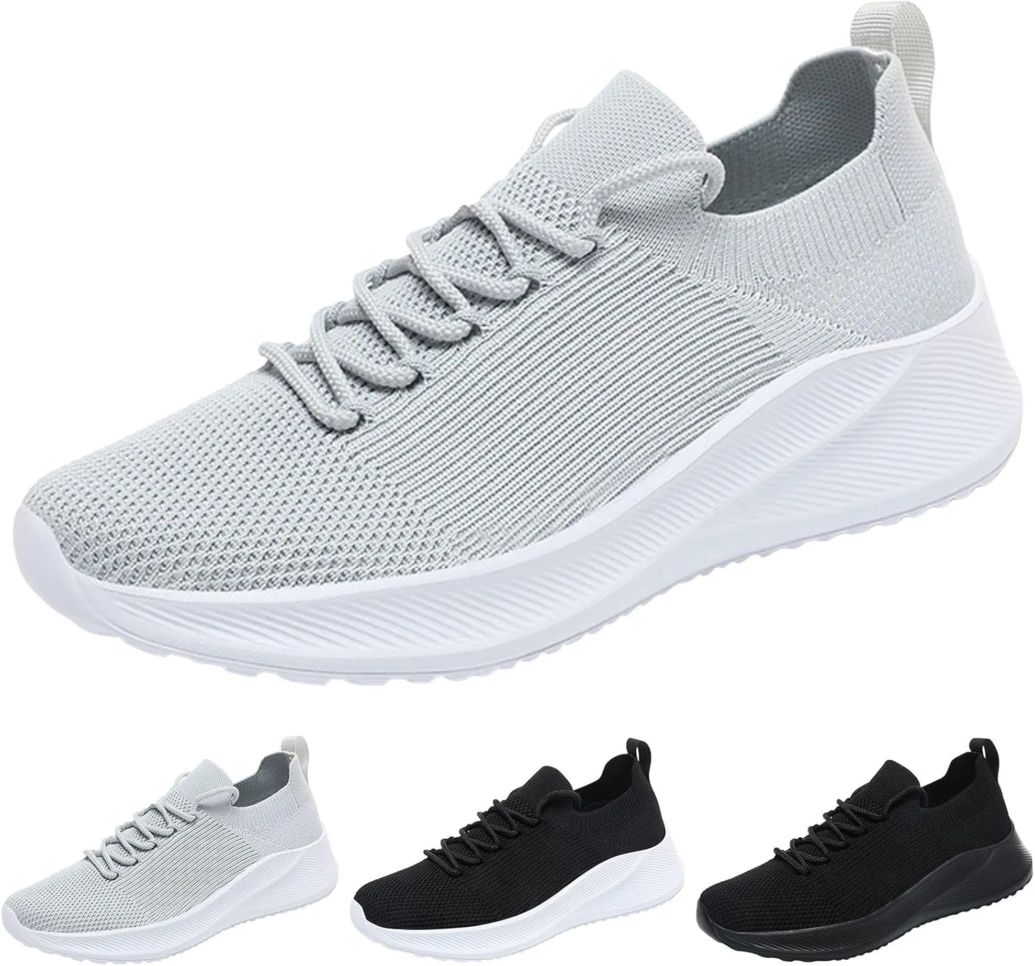 Breathable Mesh Men's Non Slip Sneakers Lace-Up Design with Cushioned Arch Support - All-Day Wear for Work, Travel & Walking Simple and Soild Color New Pattern Flat Sneaker Men