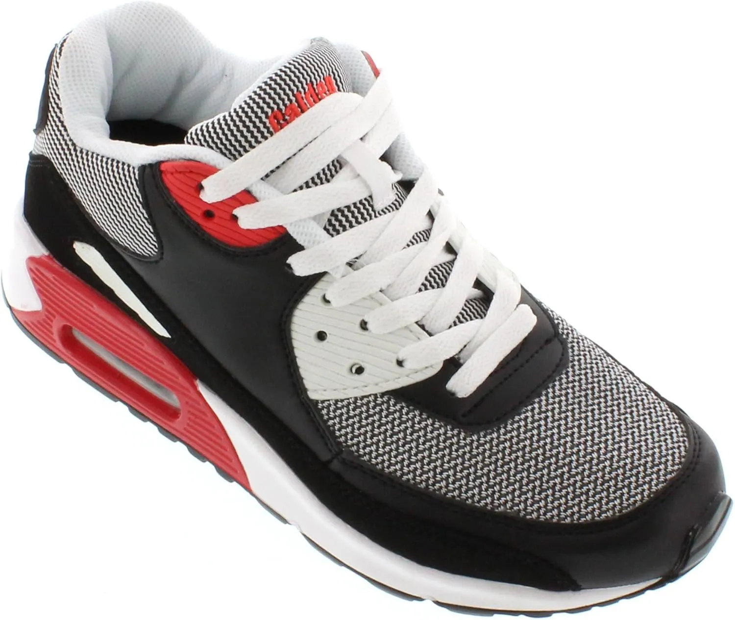 Calden Men's Invisible Height Increasing Elevator Shoes - Black/White Leather/Mesh Lace-up Super Lightweight Casual Trainer Sneakers - 2.6 Inches Taller - FD016 - Size 6 D(M) US