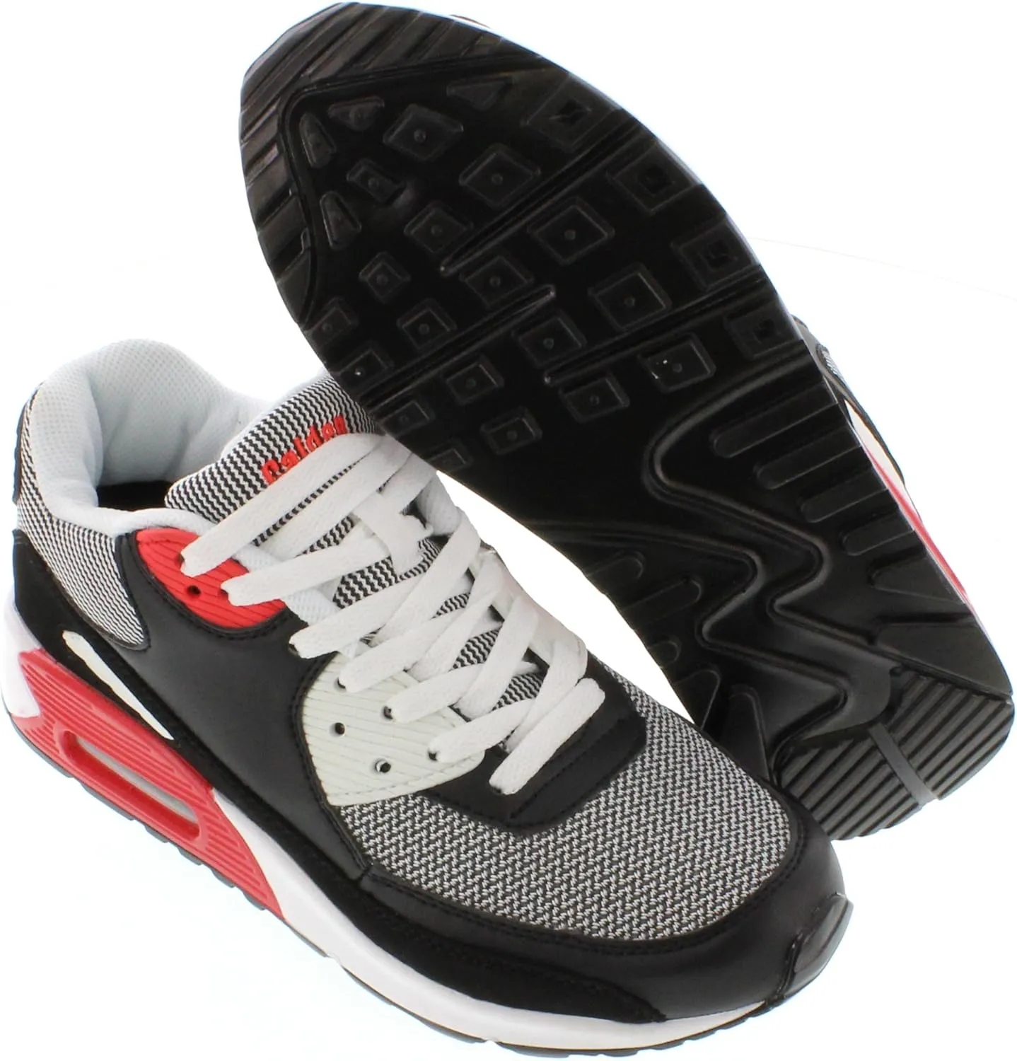 Calden Men's Invisible Height Increasing Elevator Shoes - Black/White Leather/Mesh Lace-up Super Lightweight Casual Trainer Sneakers - 2.6 Inches Taller - FD016 - Size 6 D(M) US