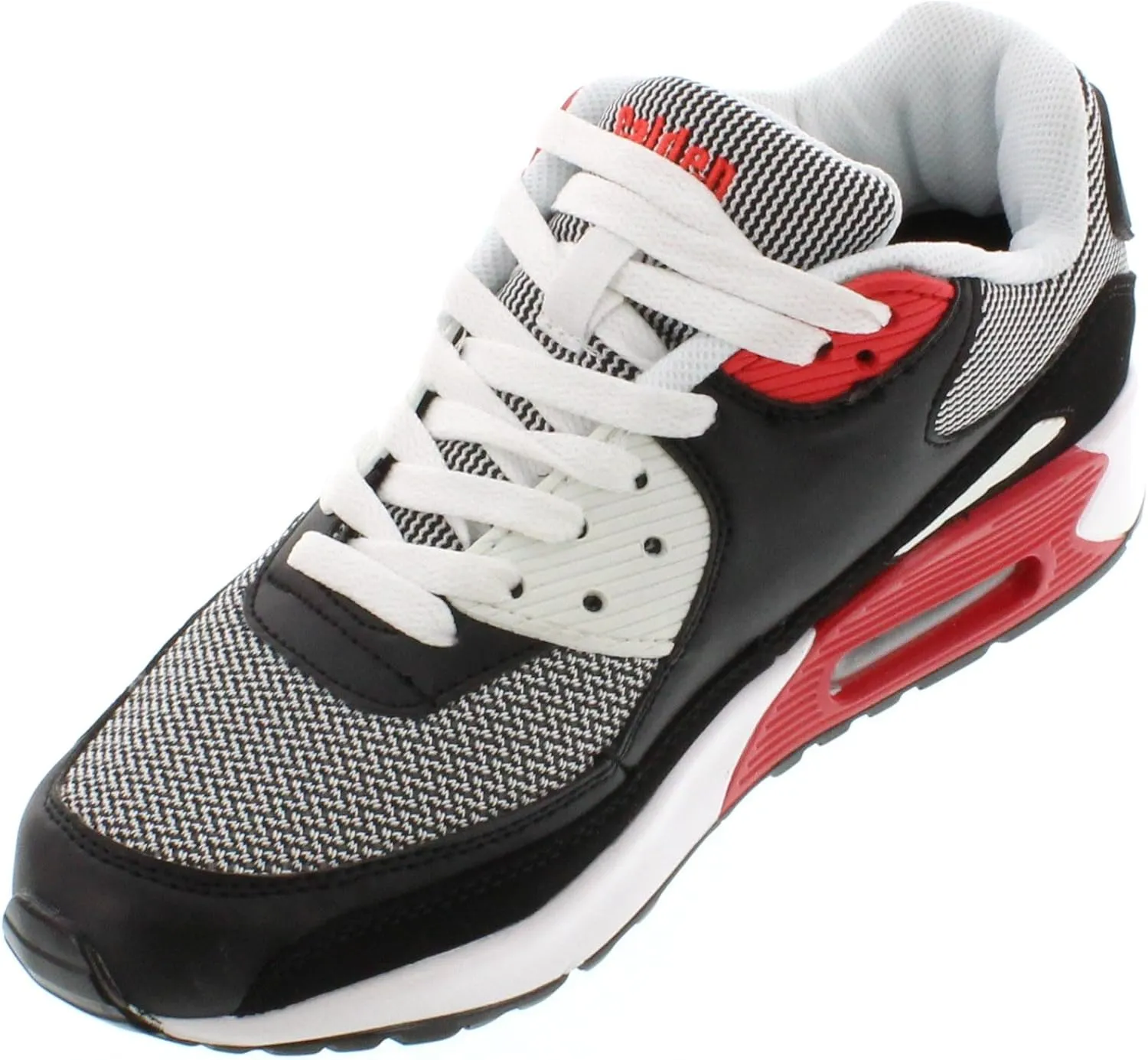 Calden Men's Invisible Height Increasing Elevator Shoes - Black/White Leather/Mesh Lace-up Super Lightweight Casual Trainer Sneakers - 2.6 Inches Taller - FD016 - Size 6 D(M) US