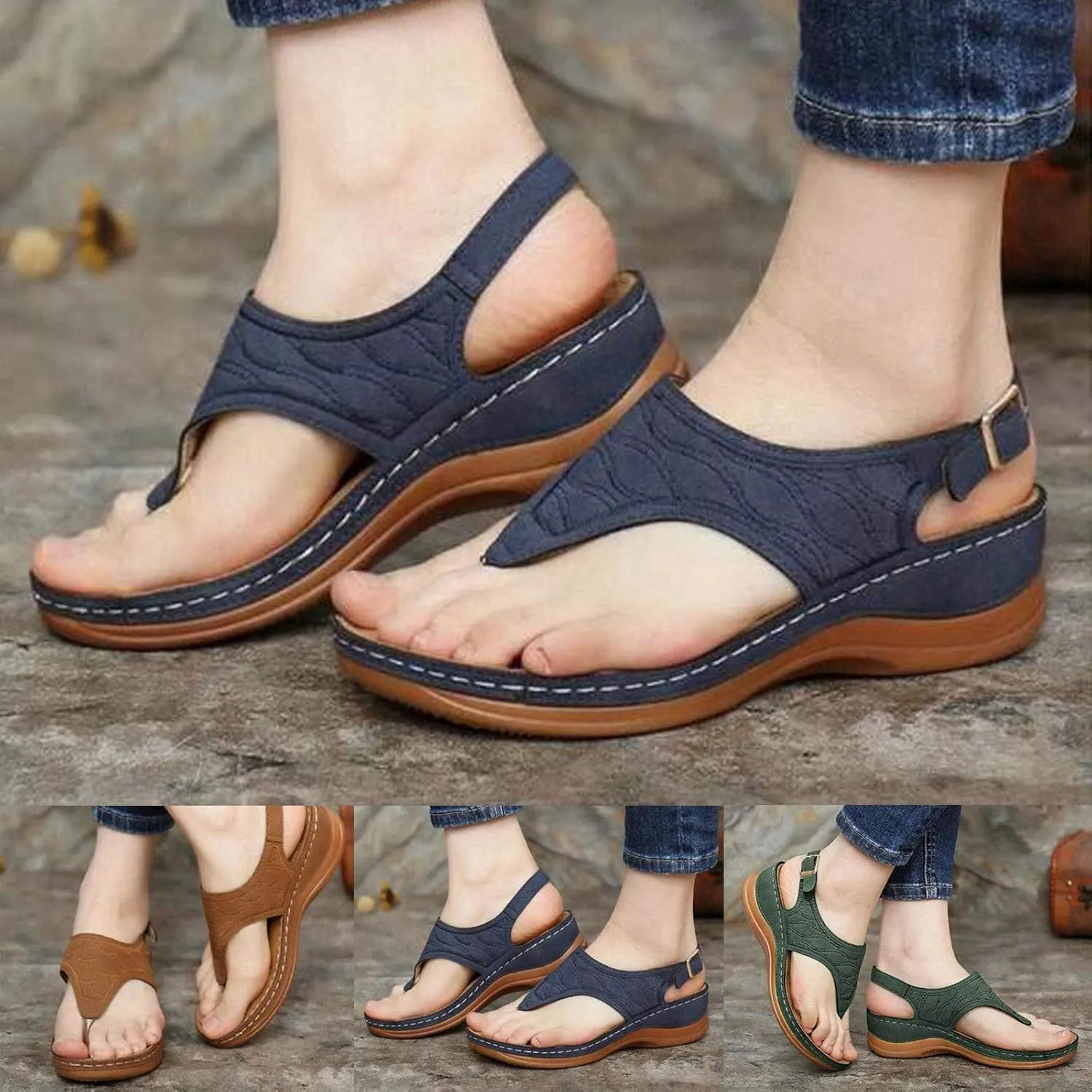Cathalem Orthopedic Sandals for Women Arch Support 2024 Plus Size Casual Summer Shoes Comfy Lightweight Breathable Sandals