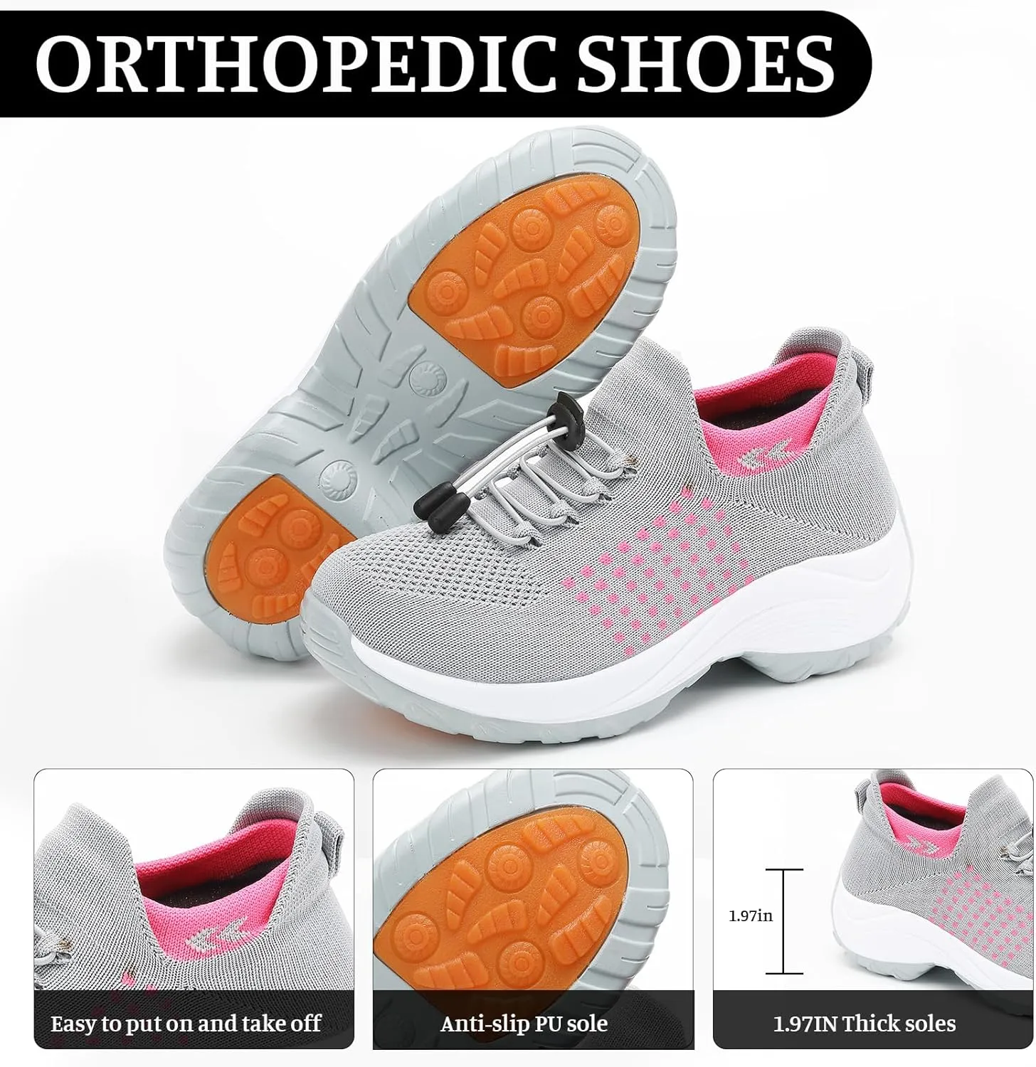 Comfort Wear Orthowear Shoes for Women Men Orthopedic Sneakers Breathable Women Walking Shoes Comfortable Casual Ladies Athletic Shoe Plantar Fasciitis Ortho Sneakers Non Slip Stretch Cushion Shoe