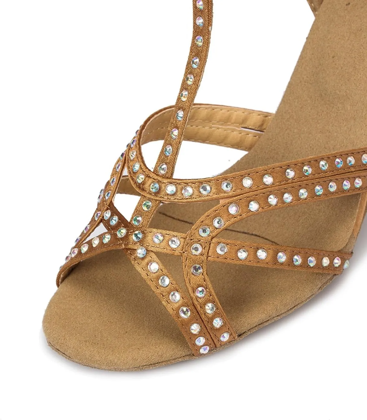 Comfortable Dancing Heels for Women Satin Party Wedding Sandals with Rhinestone