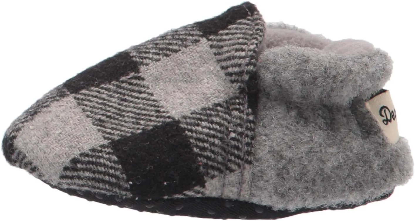 Dearfoams Unisex-Child Emerson Woven Plaid Closed Back Slipper