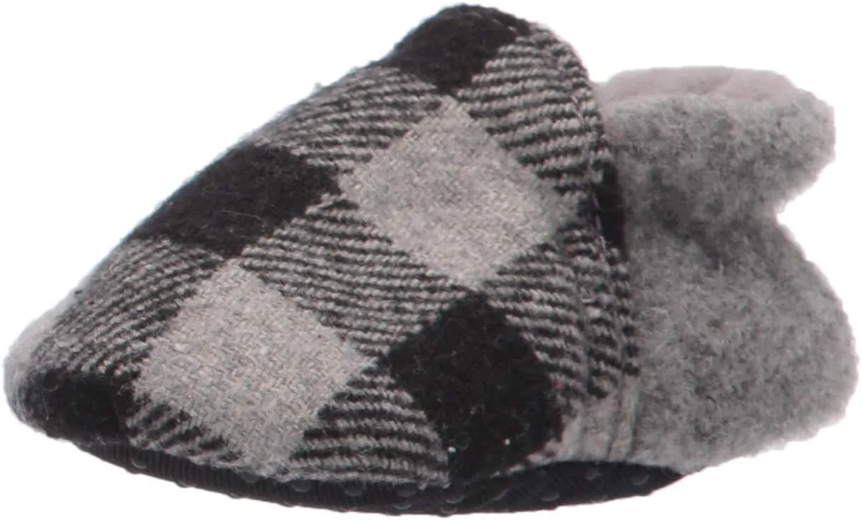 Dearfoams Unisex-Child Emerson Woven Plaid Closed Back Slipper