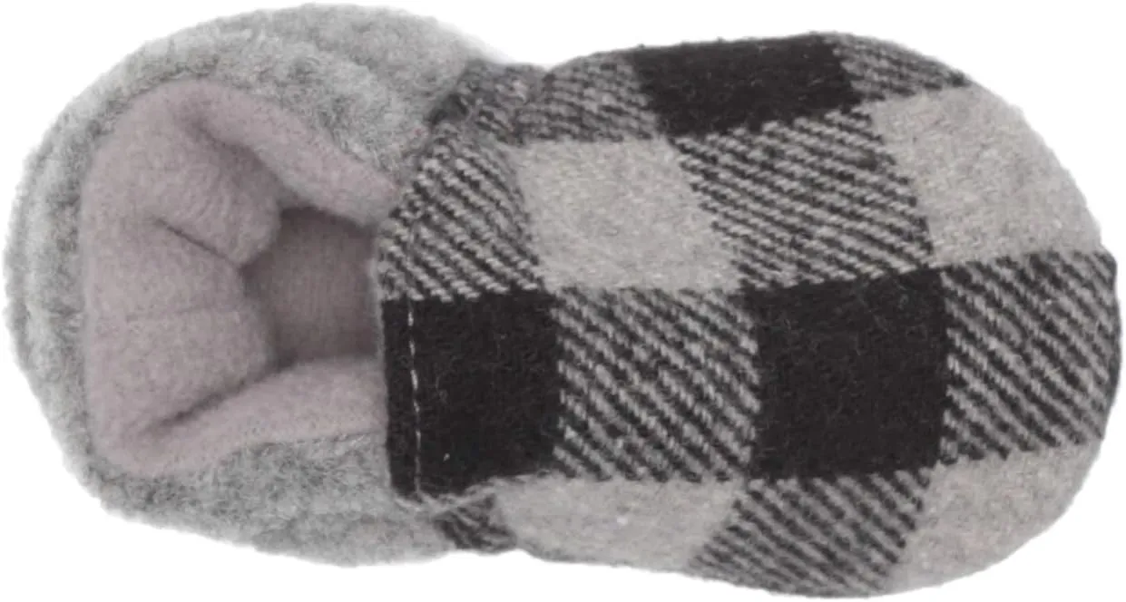 Dearfoams Unisex-Child Emerson Woven Plaid Closed Back Slipper