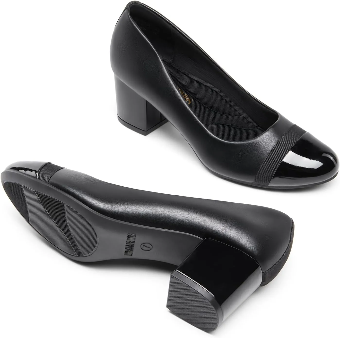 DREAM PAIRS Women's Pumps Low Chunky Block Heel Dress Shoes Closed Round Toe Comfortable Heels