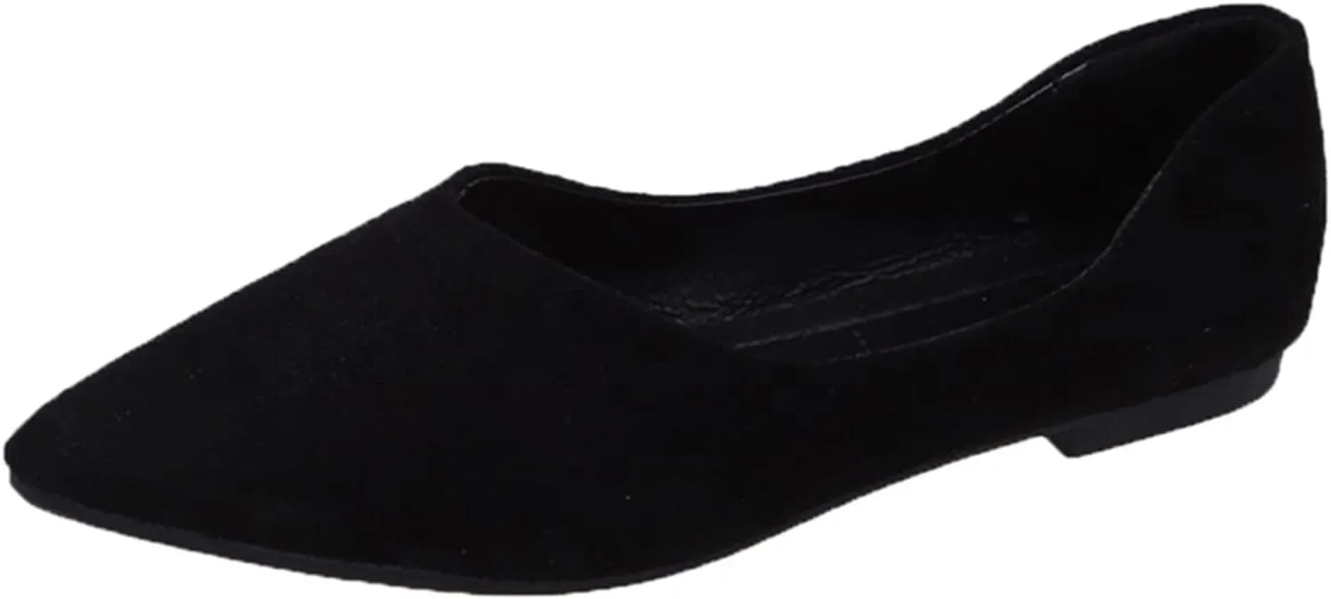 Dress Shoes for Women Suede Flat Shoes Slip On Ballet Flats Pointed Toe Walking Shoes Business Shoes Office Shoes