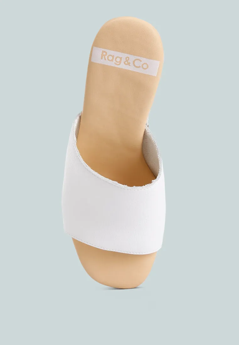 Drew Recycled Leather Block Heel Clogs In White