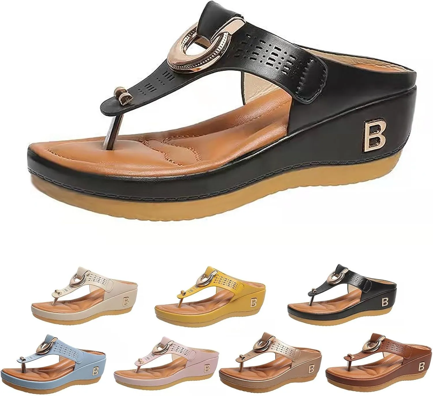 Espadrilles Wedge Sandals for Women Summer Dressy 2025 Flat 3D Hollow Flower Platform Wedge Comfortable Womens Orthopedic Sandal Open Toe Orthotic Flip Flops Slip on Sandal Casual Thong Shoes