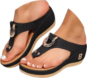 Espadrilles Wedge Sandals for Women Summer Dressy 2025 Flat 3D Hollow Flower Platform Wedge Comfortable Womens Orthopedic Sandal Open Toe Orthotic Flip Flops Slip on Sandal Casual Thong Shoes