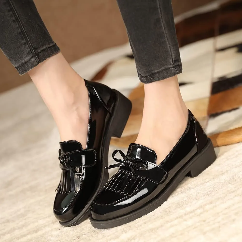 Fashion Platform Loafers for Women Slip-On Penny Loafers with Wedge Heel