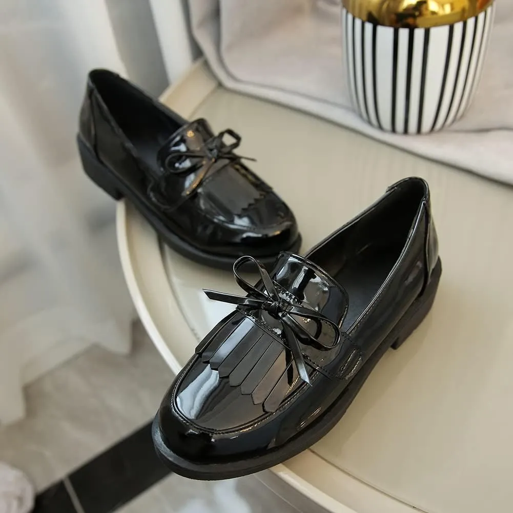 Fashion Platform Loafers for Women Slip-On Penny Loafers with Wedge Heel