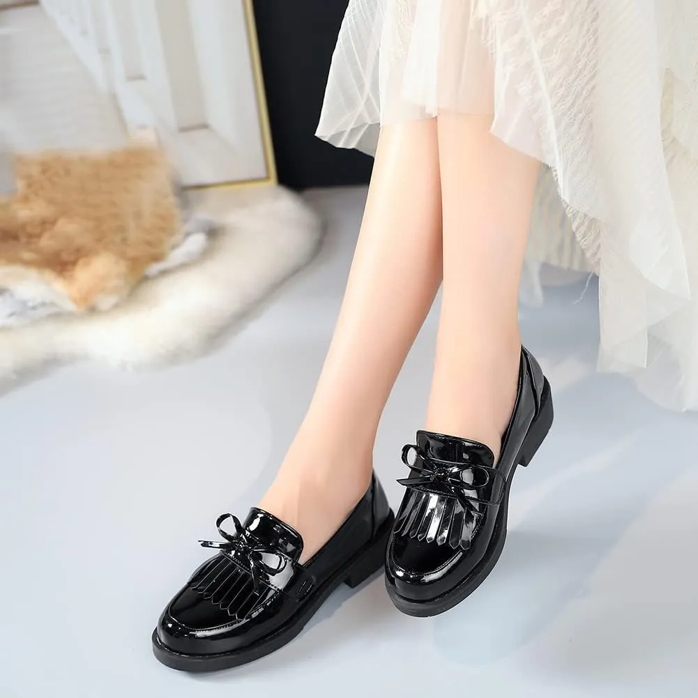 Fashion Platform Loafers for Women Slip-On Penny Loafers with Wedge Heel