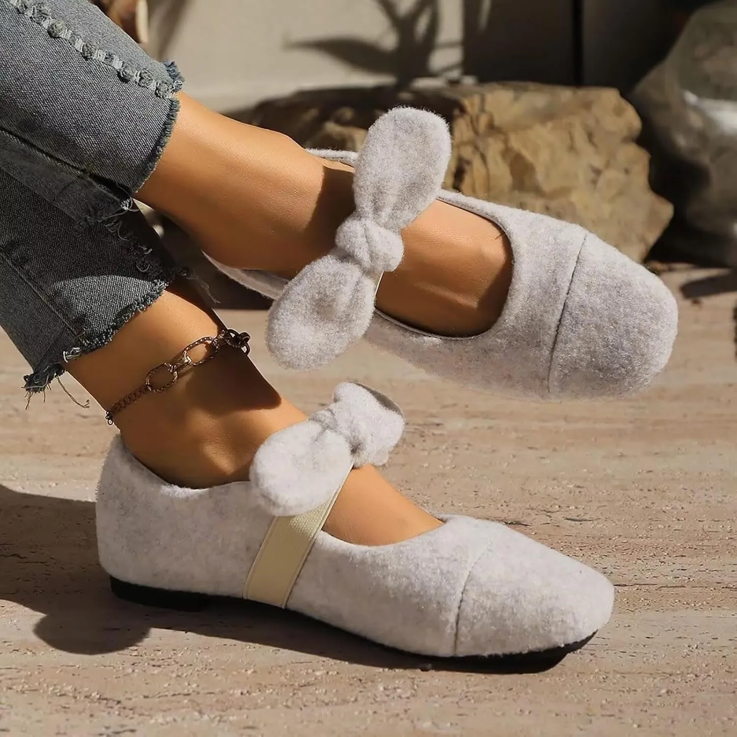 Flat Shoes for Women Square Toe Ballet Flats Dressy Slip On Loafer