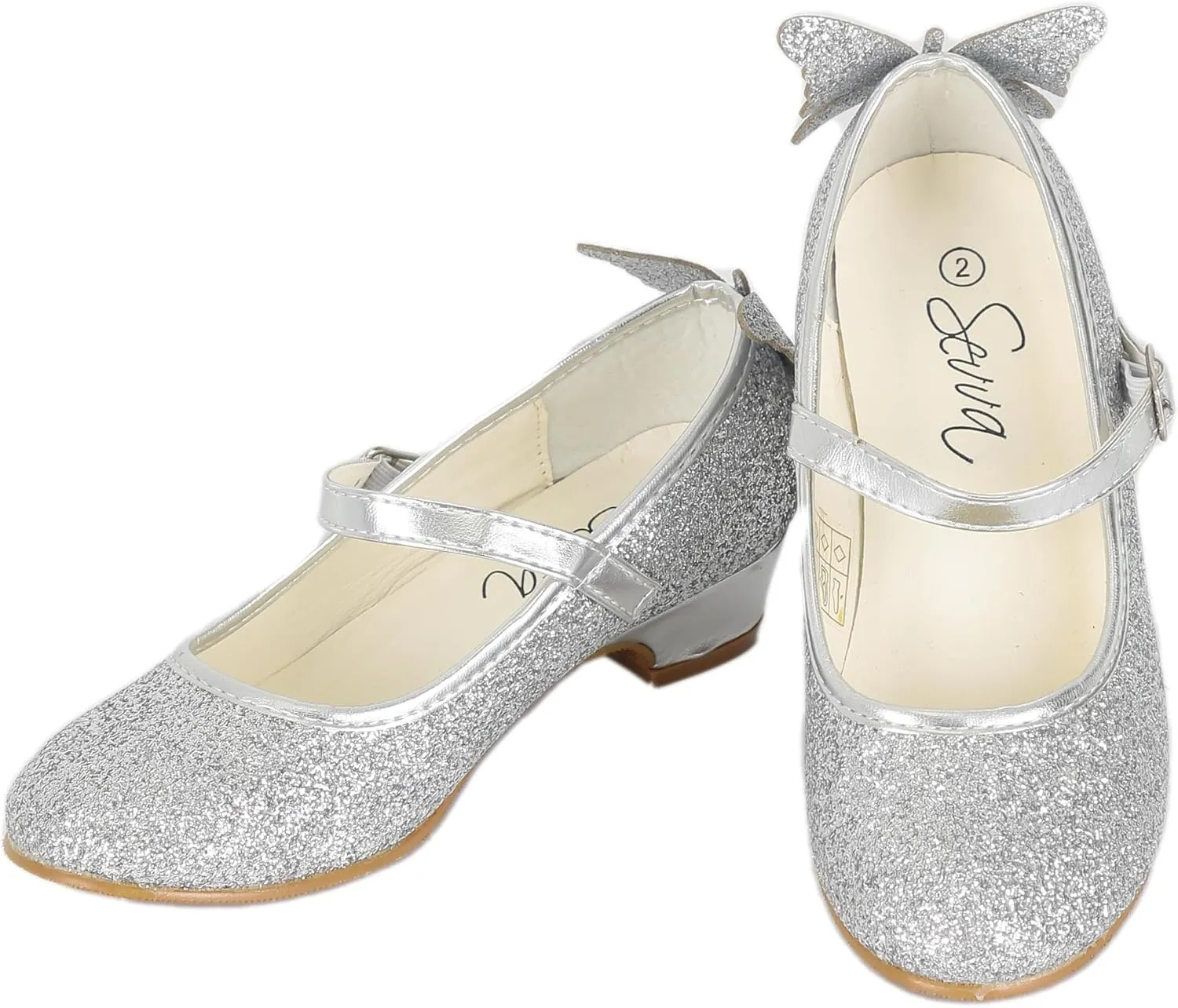 Girls' Elegant Strappy High Heel Sparkly Dress Shoes with Secure Ankle Strap - Perfect for Special Occasions