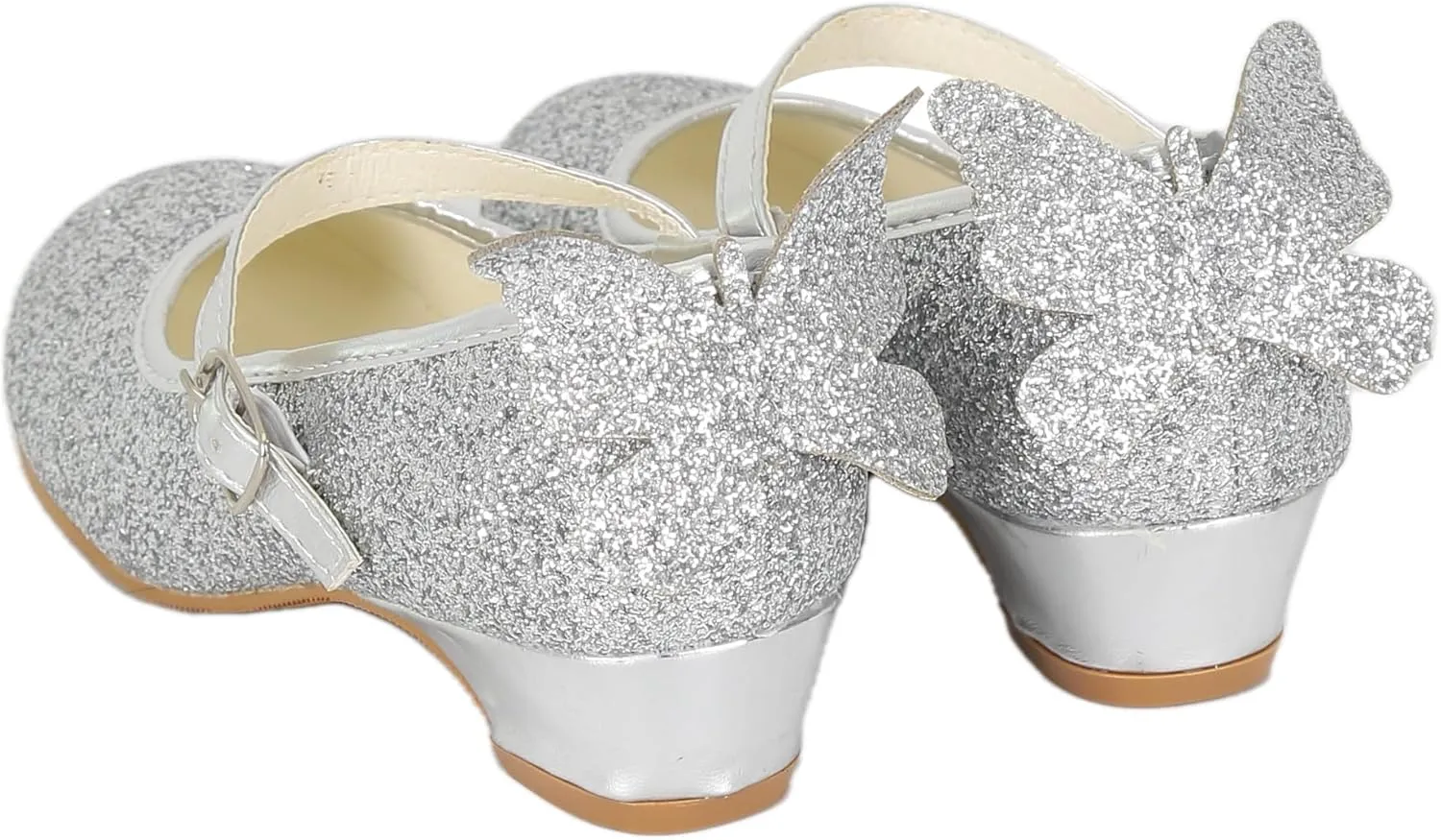 Girls' Elegant Strappy High Heel Sparkly Dress Shoes with Secure Ankle Strap - Perfect for Special Occasions