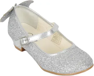 Girls' Elegant Strappy High Heel Sparkly Dress Shoes with Secure Ankle Strap - Perfect for Special Occasions