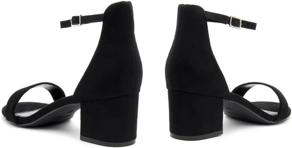 Herstyle Womens Low Heels  Open Toe Chunky Block Heeled Sandals with Ankle Strap | Comfortable Dressy Short Heels for Prom, Wedding, Party & Office