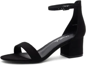 Herstyle Womens Low Heels  Open Toe Chunky Block Heeled Sandals with Ankle Strap | Comfortable Dressy Short Heels for Prom, Wedding, Party & Office