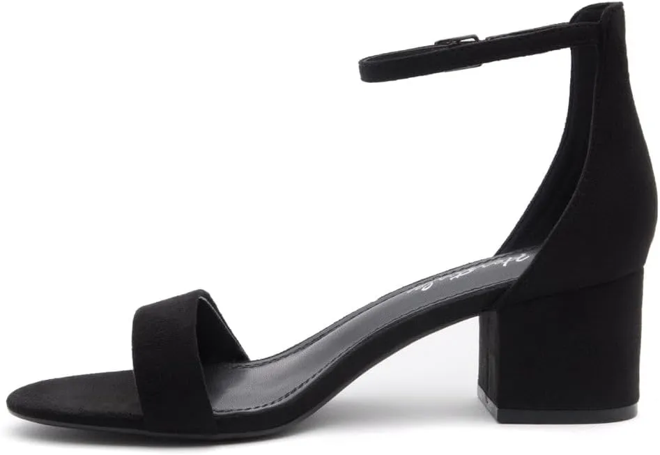 Herstyle Womens Low Heels  Open Toe Chunky Block Heeled Sandals with Ankle Strap | Comfortable Dressy Short Heels for Prom, Wedding, Party & Office
