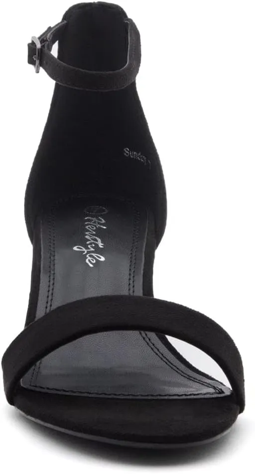 Herstyle Womens Low Heels  Open Toe Chunky Block Heeled Sandals with Ankle Strap | Comfortable Dressy Short Heels for Prom, Wedding, Party & Office
