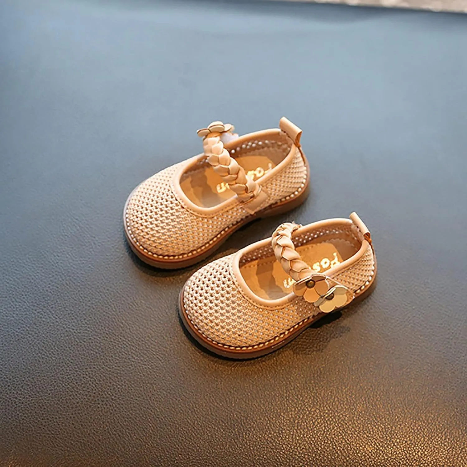 Infant Baby Girls Lightweight Princess Sandals Flower Pattern Woven Sandals Breathable Casual First Walking Shoes