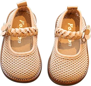 Infant Baby Girls Lightweight Princess Sandals Flower Pattern Woven Sandals Breathable Casual First Walking Shoes