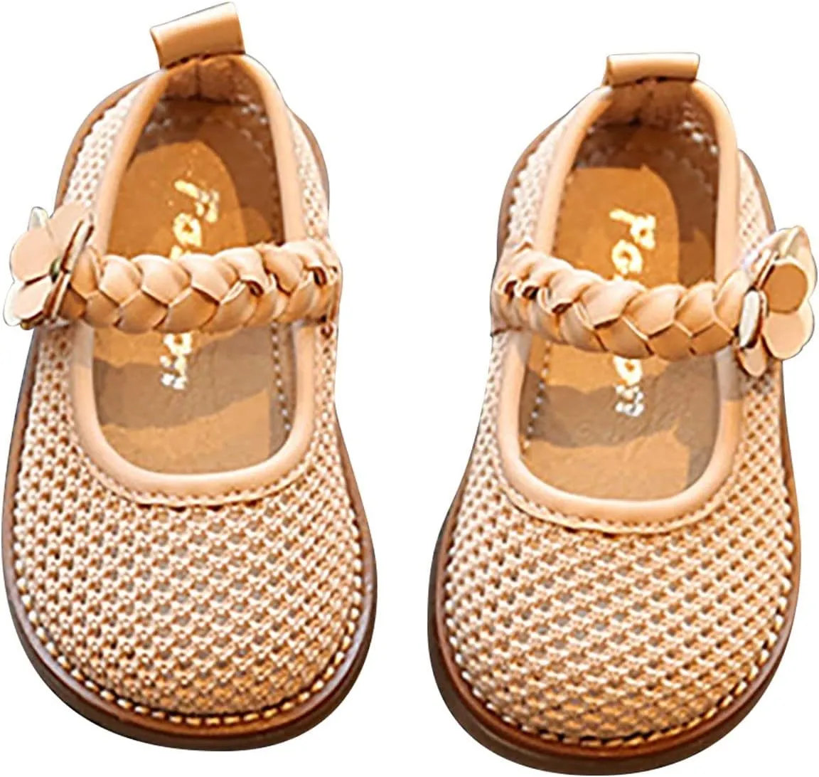 Infant Baby Girls Lightweight Princess Sandals Flower Pattern Woven Sandals Breathable Casual First Walking Shoes