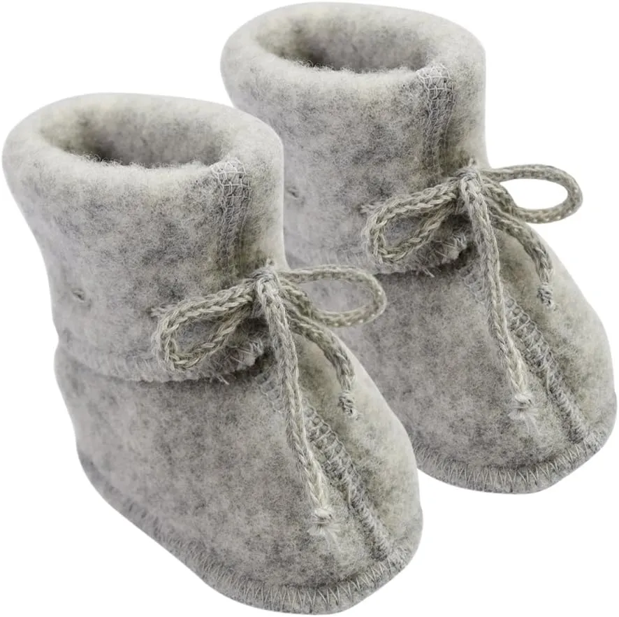 Infant Baby Warm Booties Socks with Ties, Organic Merino Wool Fleece