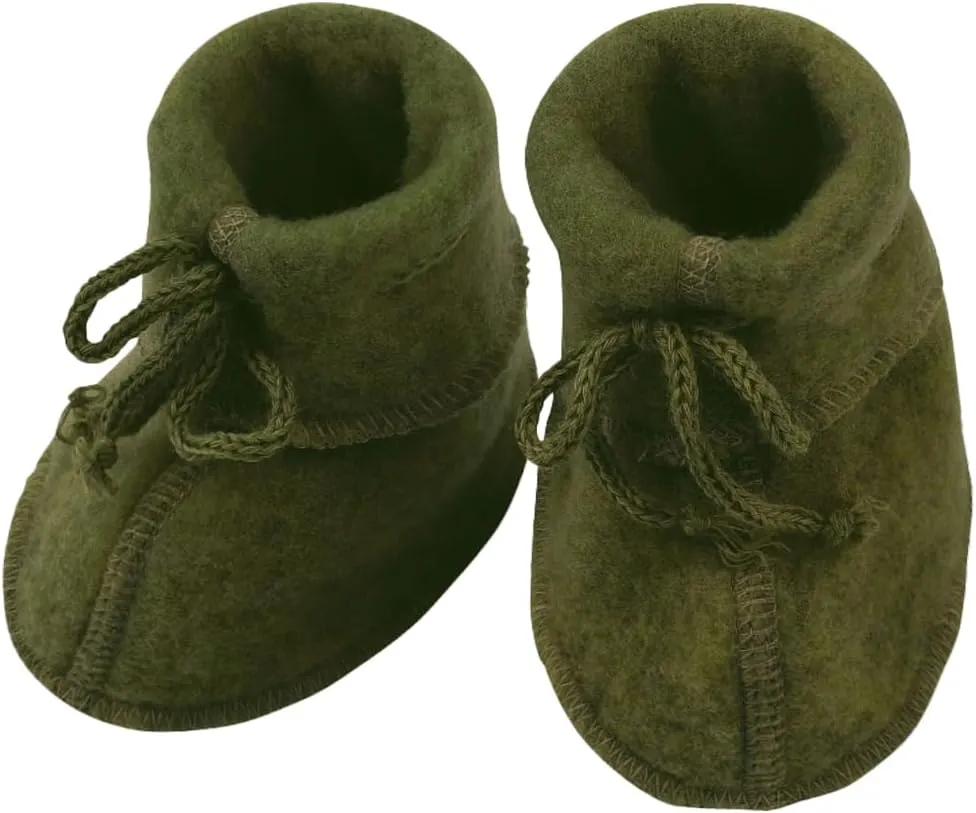 Infant Baby Warm Booties Socks with Ties, Organic Merino Wool Fleece