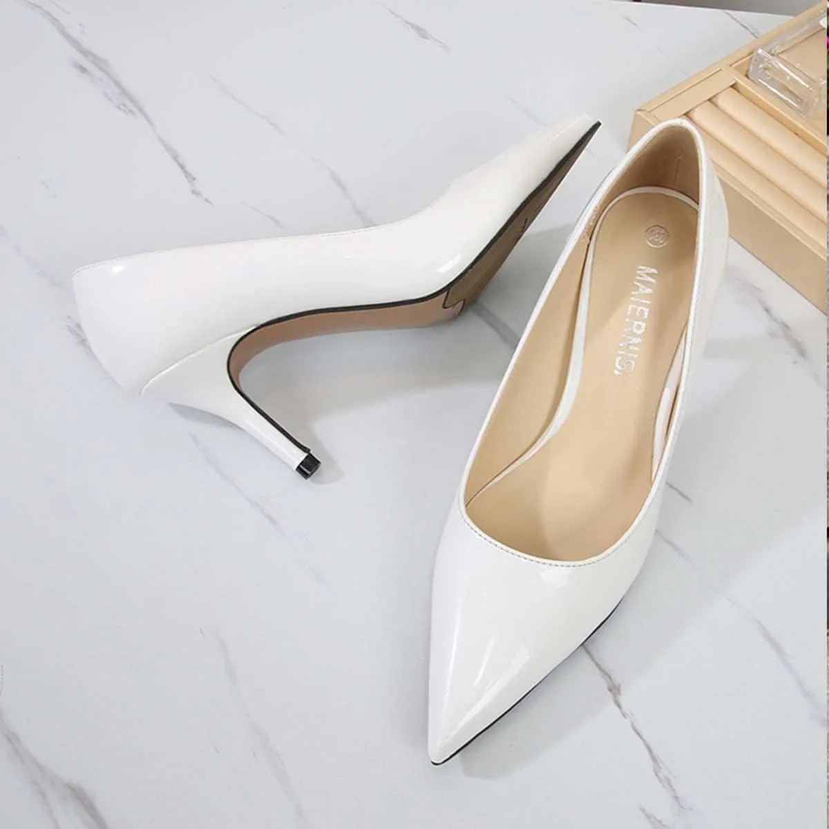 JOEupin Women's Stilettos High Heel Pumps Chic Classic Party Wedding Office Slip On Dress Pumps