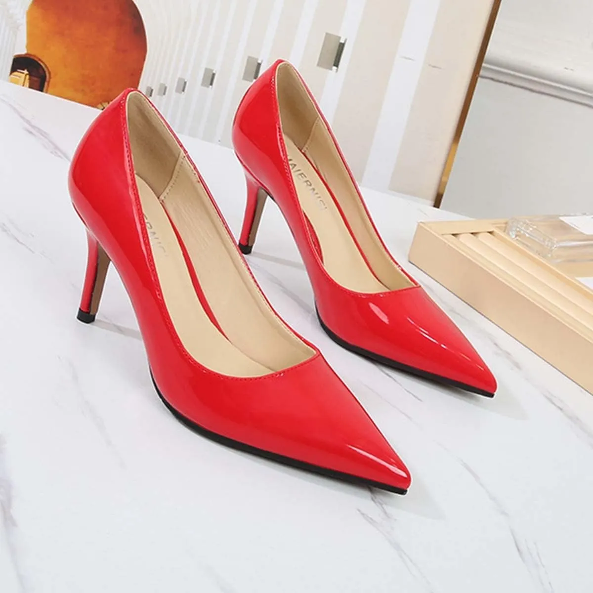 JOEupin Women's Stilettos High Heel Pumps Chic Classic Party Wedding Office Slip On Dress Pumps