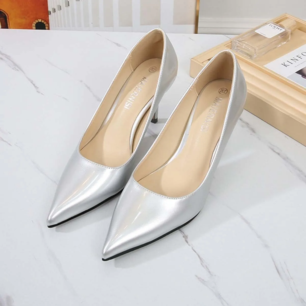 JOEupin Women's Stilettos High Heel Pumps Chic Classic Party Wedding Office Slip On Dress Pumps