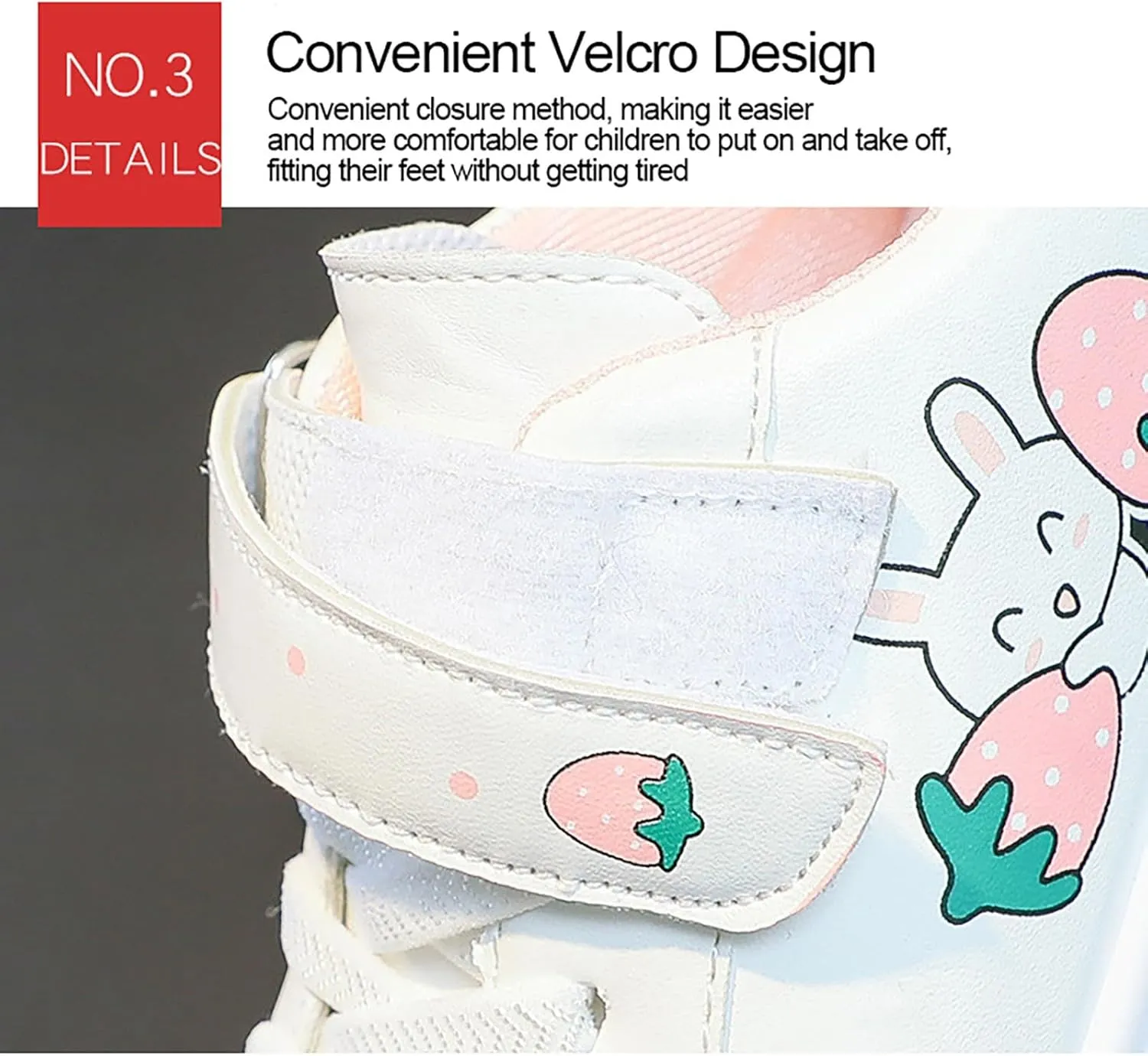 Kids Girls artoon Bunny Casual Sneakers for Outdoor Sport Running Walking Breathable Platform Leather Shoes