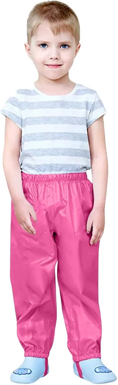 Kids Rain Pants Boys Girls Waterproof Pants Toddler Mud Dirty Proof Lightweight Rain Suit Solid Color Trousers Outdoor