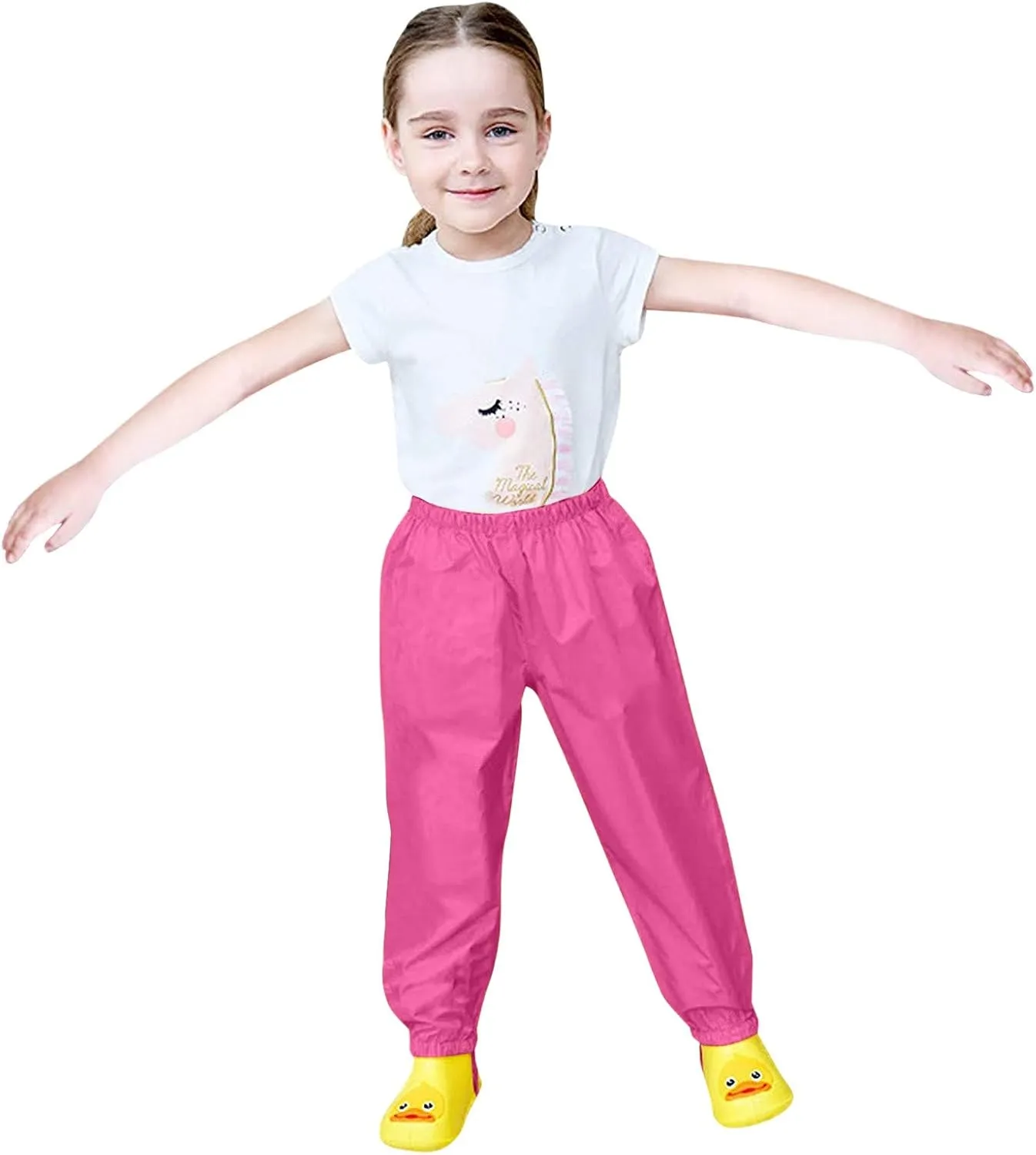 Kids Rain Pants Boys Girls Waterproof Pants Toddler Mud Dirty Proof Lightweight Rain Suit Solid Color Trousers Outdoor