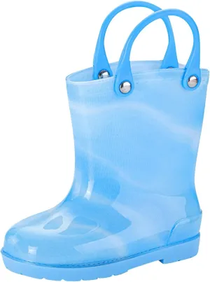 Kids Tie Dye Waterproof Rain Boot with Pull on Handles Toddler Bow Rain Boots Rubber Boots Boys Cute Baby Boys' Shoes