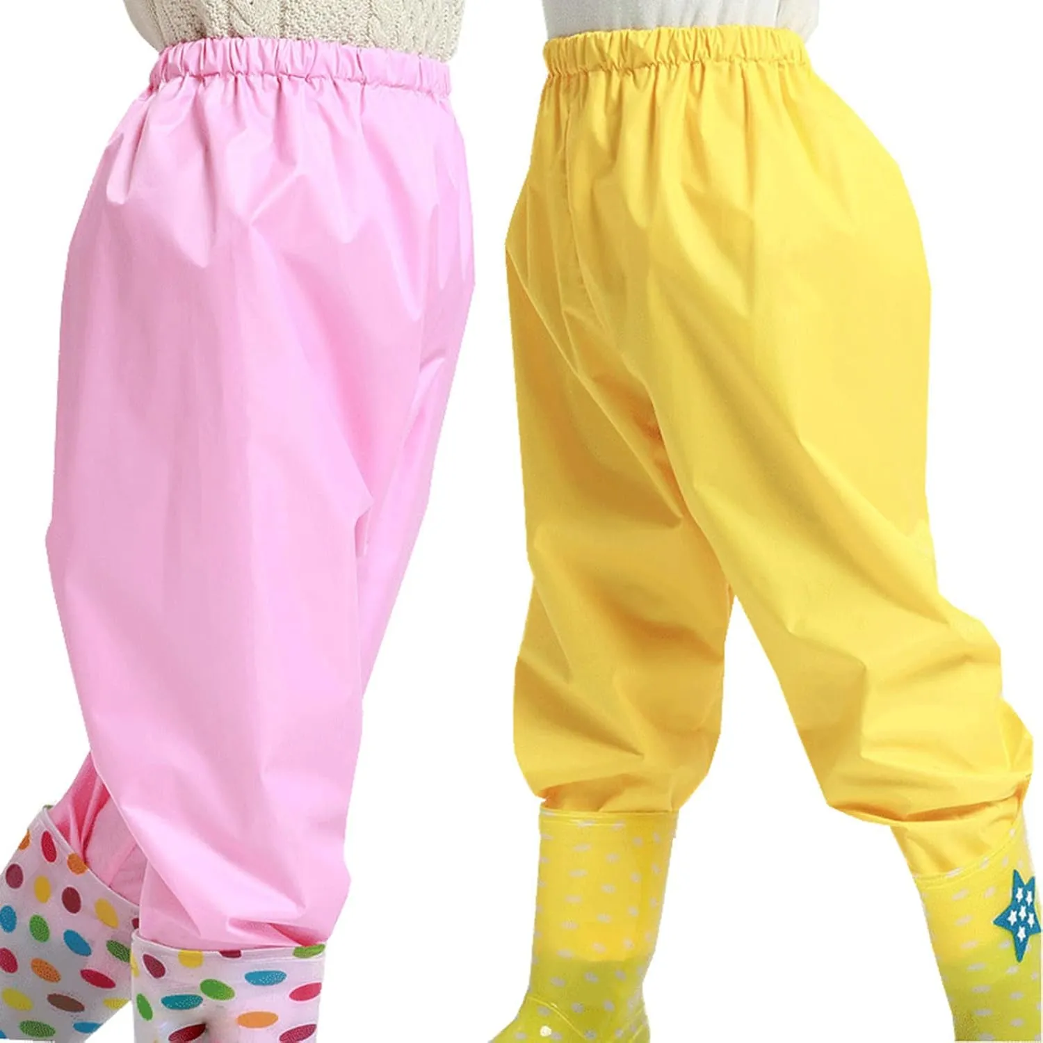Kids Waterproof Rain Pants Insulated Mud Dirty Proof Elastic Solid Trousers Boys Girls Casual Windbreak Raincoat