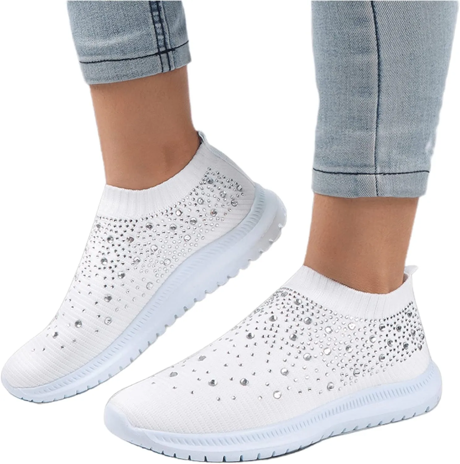 Ladmiple Walking Sneakers For Women Wide Width Athletic Running Shoes Slip On Mesh Athletic Tennis Workout Sneakers