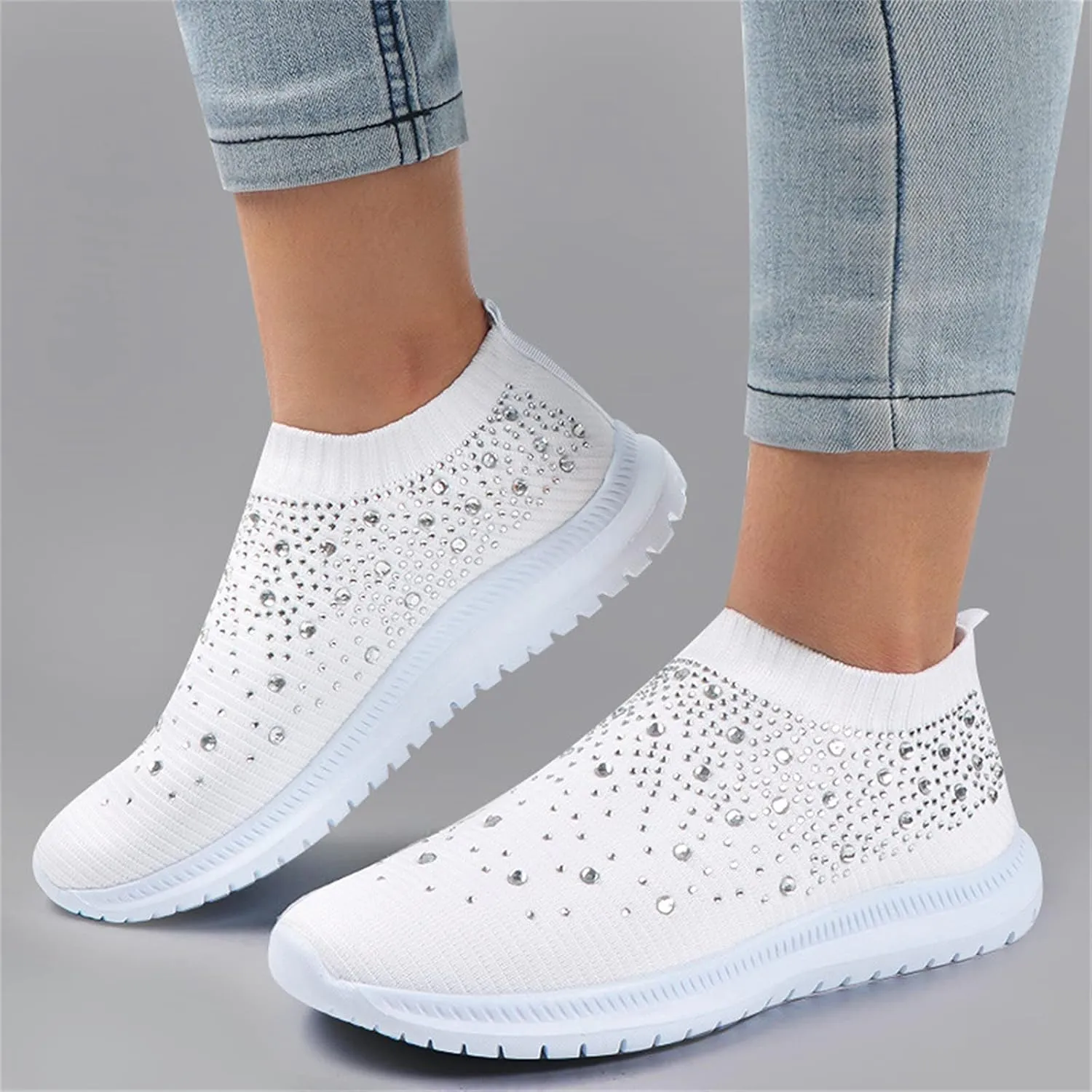 Ladmiple Walking Sneakers For Women Wide Width Athletic Running Shoes Slip On Mesh Athletic Tennis Workout Sneakers